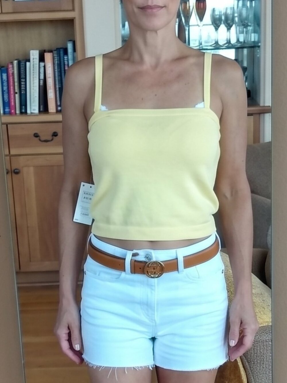 NEW, Ralph Lauren "Sundance Yellow"  Knit Convertible Cropped Tank Top